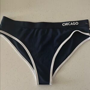 Chic Women's Dark Blue Bikini Bottom with White Trim